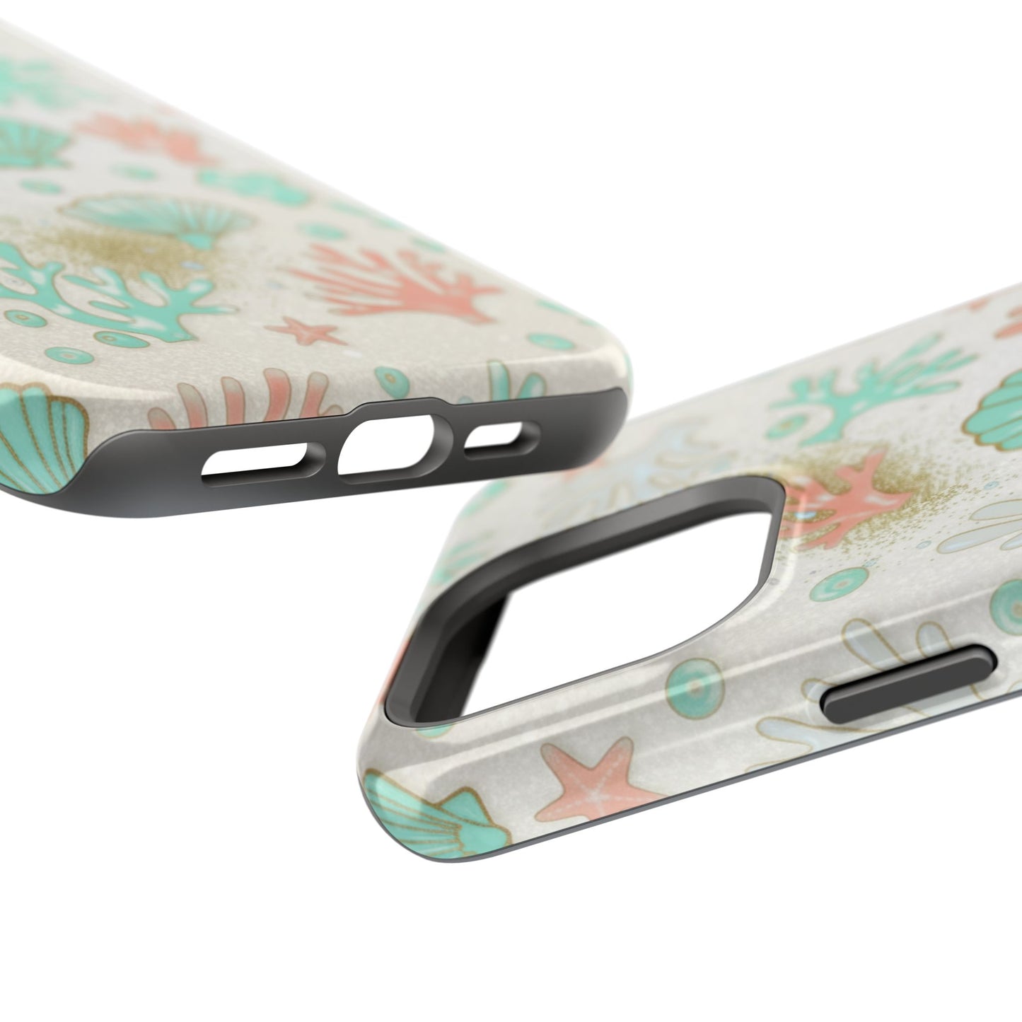 Sea Shells Magnetic Impact Phone Case — Pastel Coral & Teal Beach Design