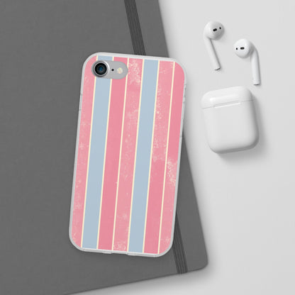 Striped Pink & Blue Phone Case — Retro Pastel Flexi Case