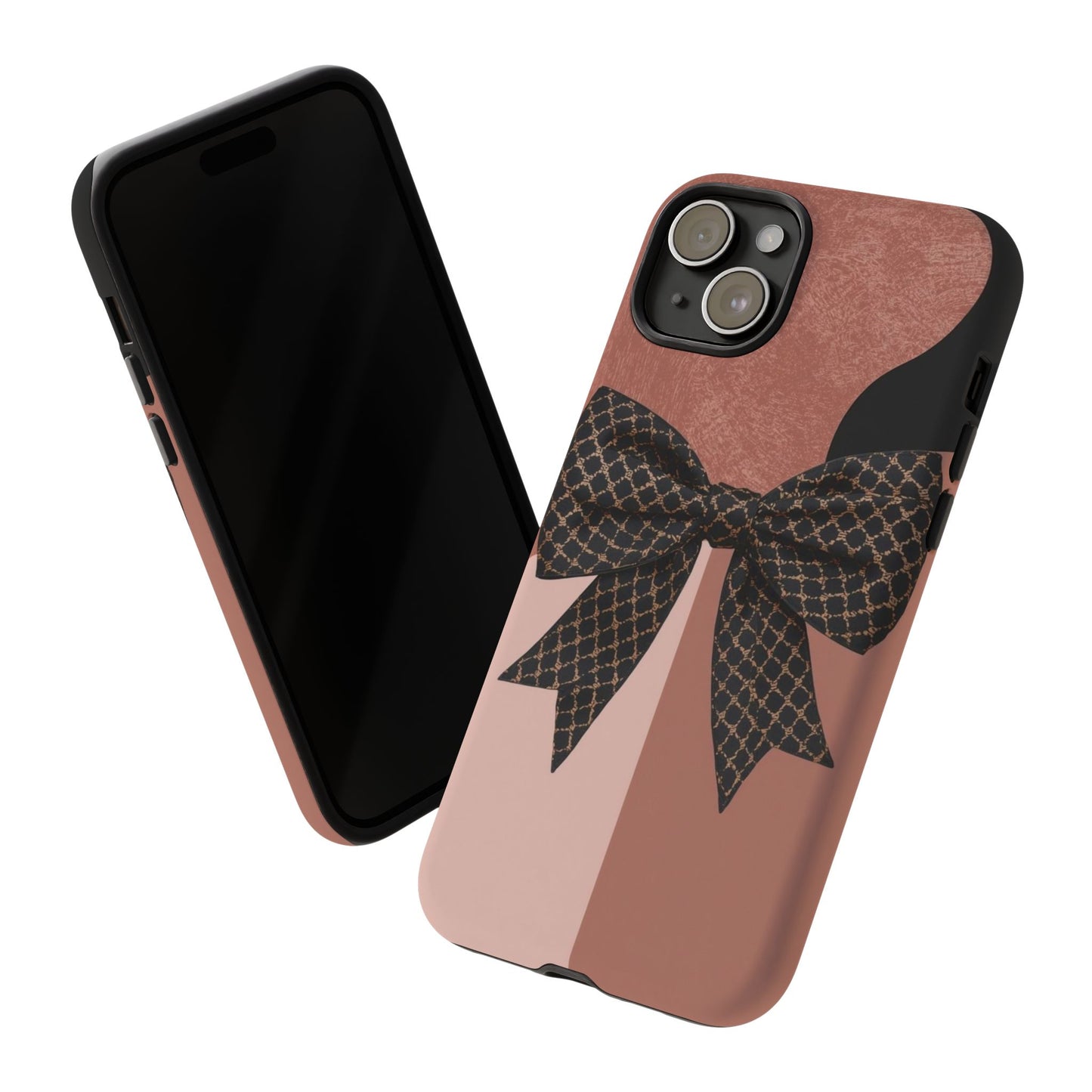 Bow Stripe Tough Phone Case – Pink Mauve Protective Cover
