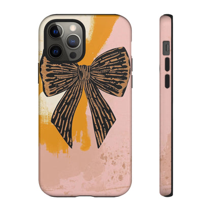 Bow Brushstroke Tough Phone Case — Pink & Mustard