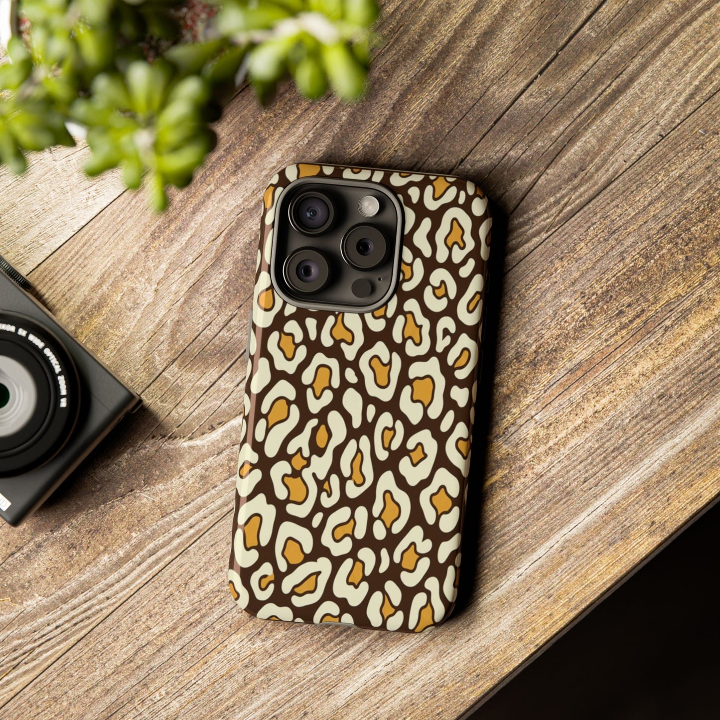 Leopard Print Tough Phone Case — Durable Protective iPhone Cover