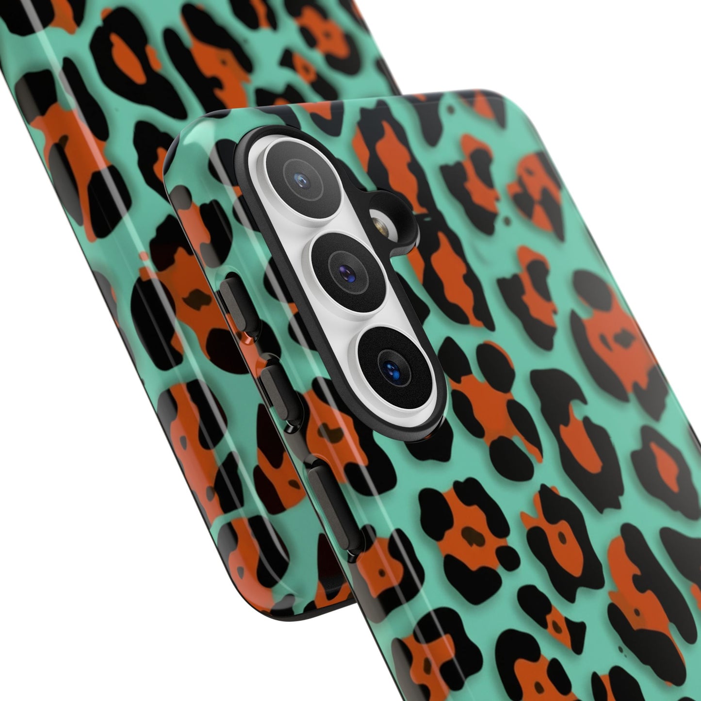 Teal & Rust Leopard Phone Case — Tough Protective Animal Print