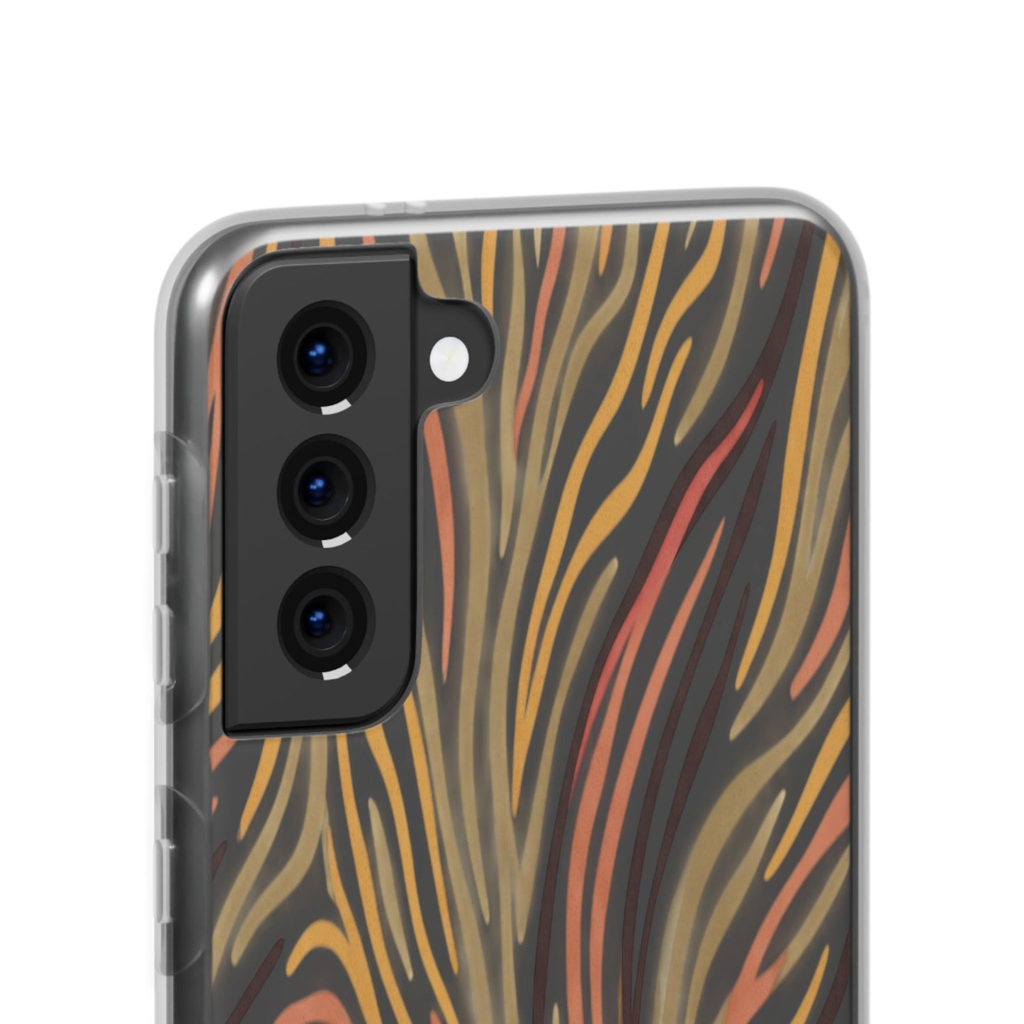 Marbled Neutral Stripe Phone Case — Abstract Beige & Terracotta Flexi Case