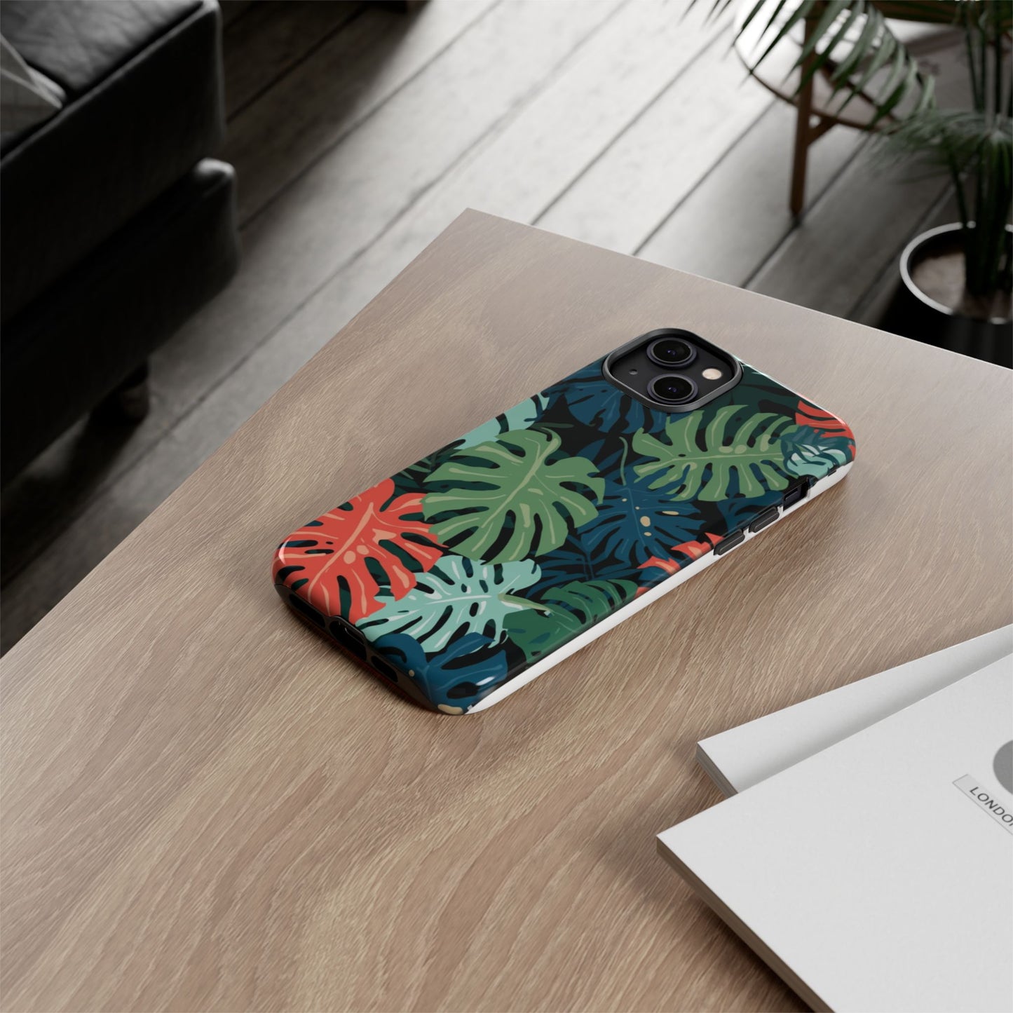 Tropical Monstera Phone Case — Colorful Leaf Protective Tough Case