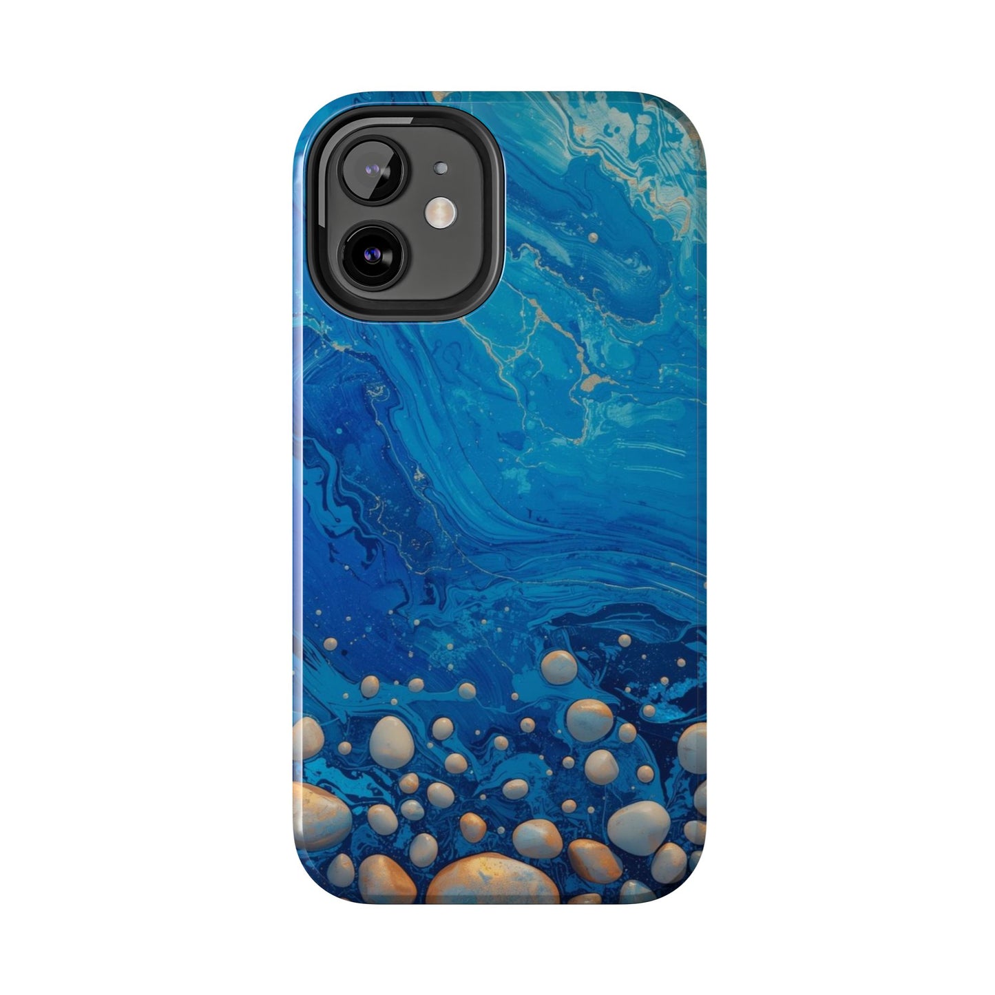 Blue Ocean Pebble Tough Phone Case — Protective Artistic Marble Design