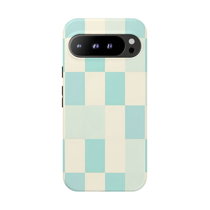 Pastel Checkerboard Tough Case – Mint & Cream Protective Phone Cover