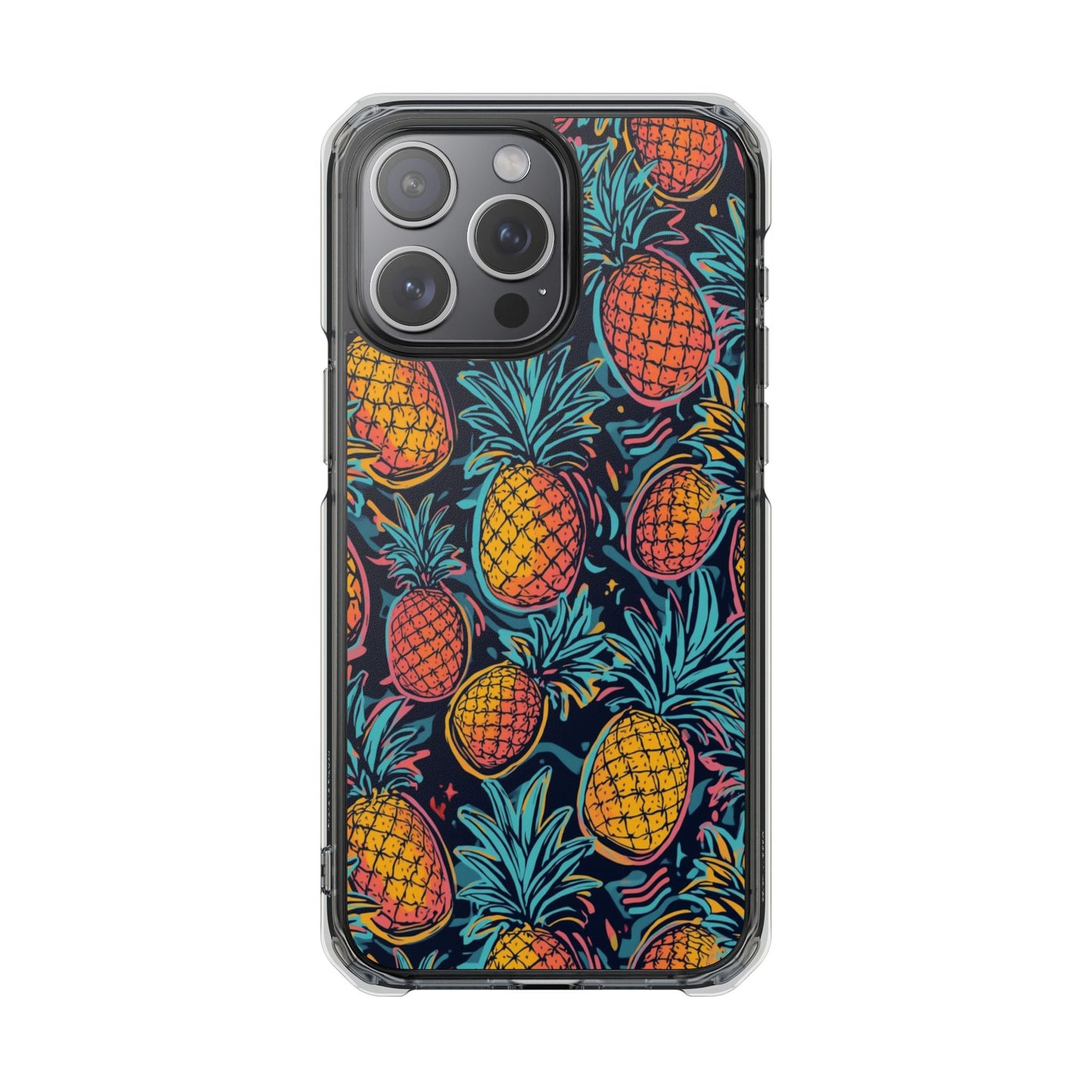 Pineapple Clear Magnetic Impact Phone Case — Tropical Pattern, Protective Clear Cover