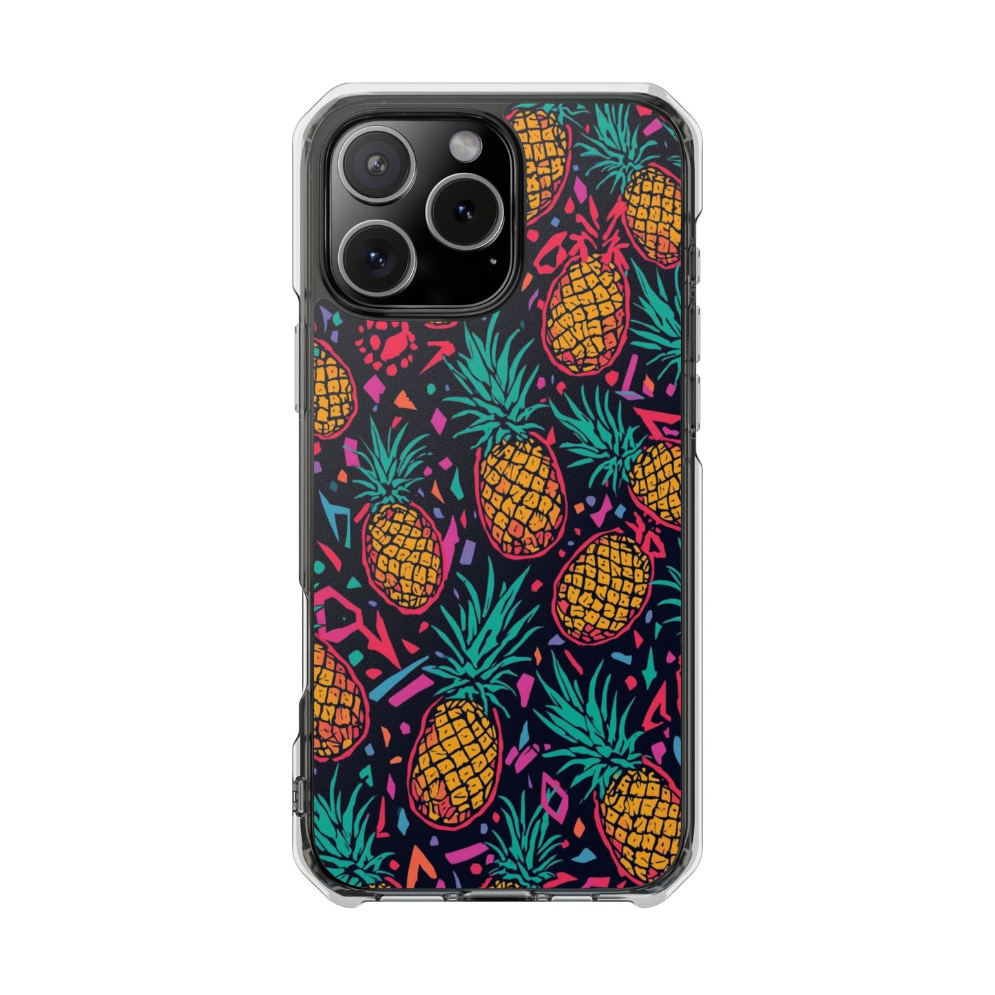 Clear Magnetic Phone Case — Tropical Pineapple Pattern