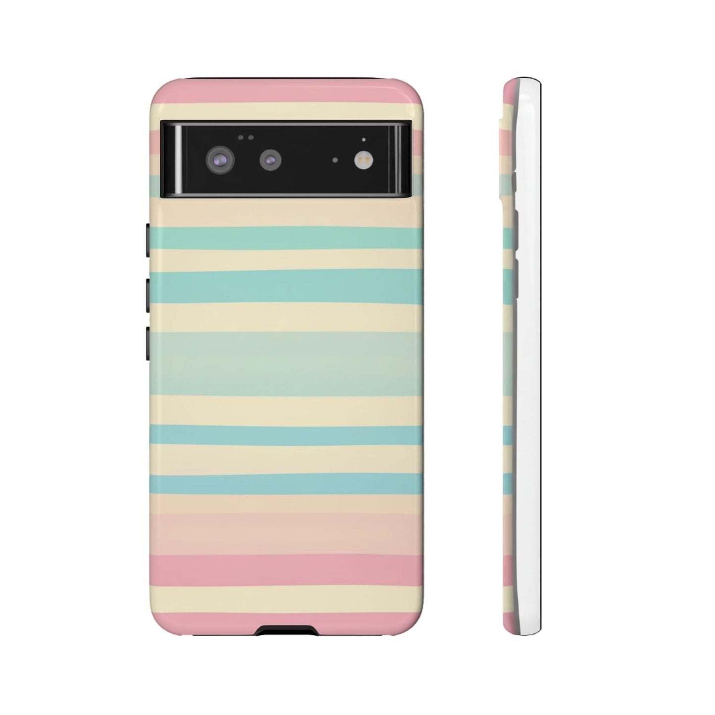 Pastel Striped Tough Phone Case – Protective Retro Rainbow Design