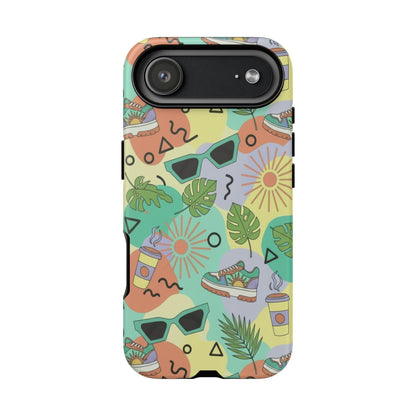 Tropical Summer Phone Case — Retro Sunglasses, Sneakers & Palm Pattern