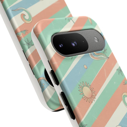 Surf Stripe Tough Phone Case — Retro Beach Waves Pattern