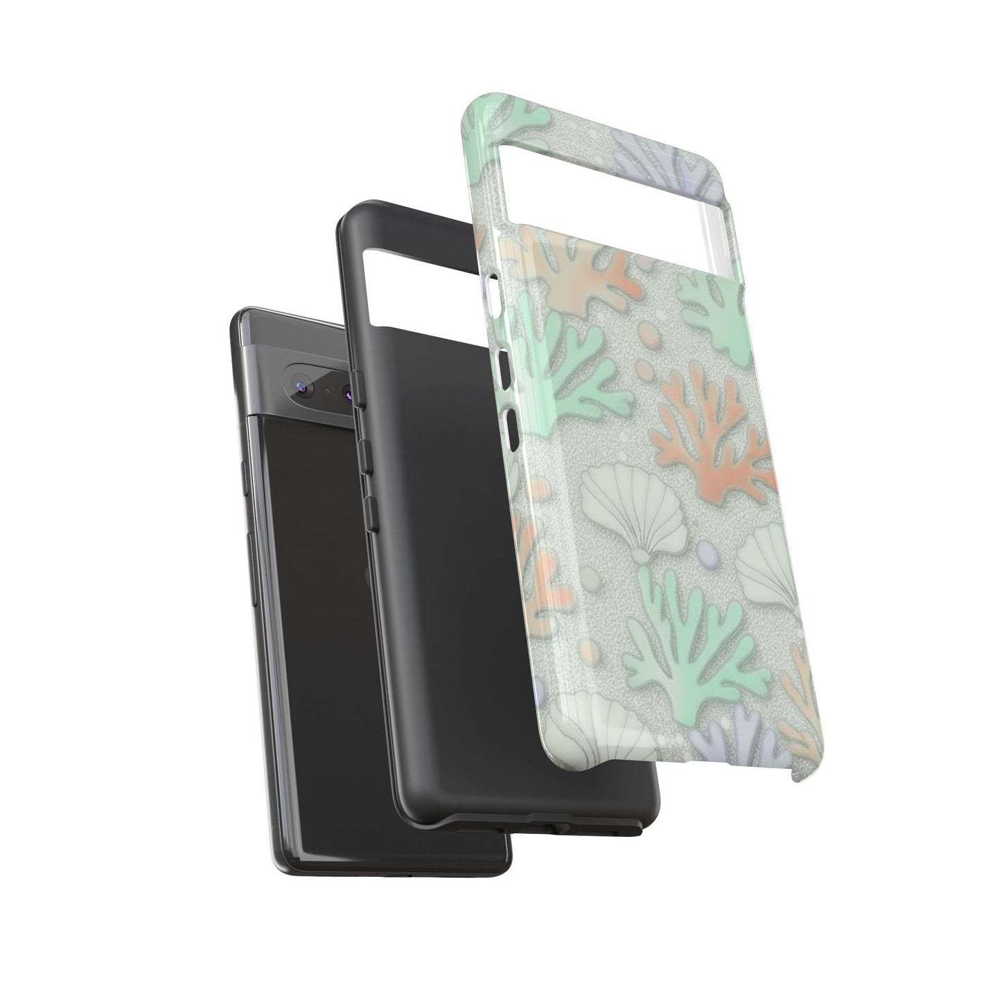 Pastel Coral Reef Tough Phone Case – Sea Shell & Coral Pattern Durable Protector