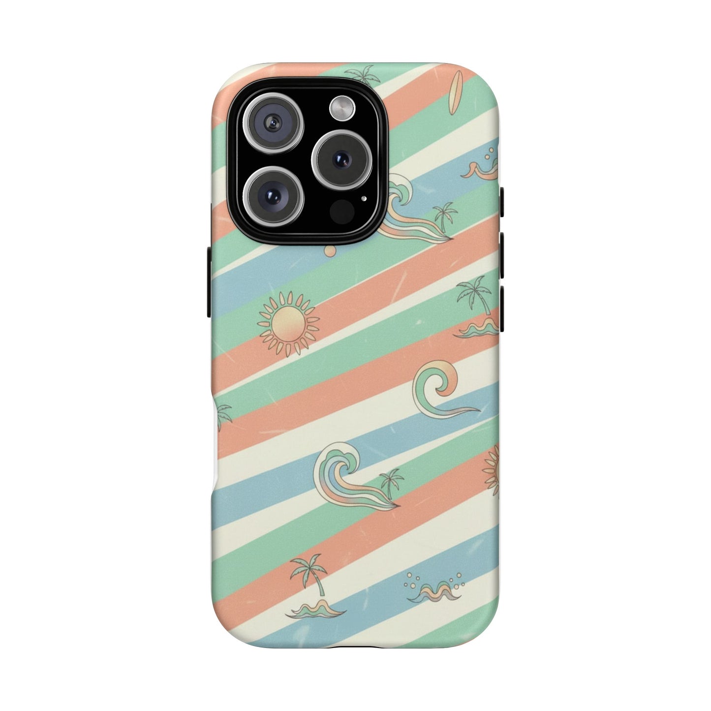 Surf Stripe Tough Phone Case — Retro Beach Waves Pattern