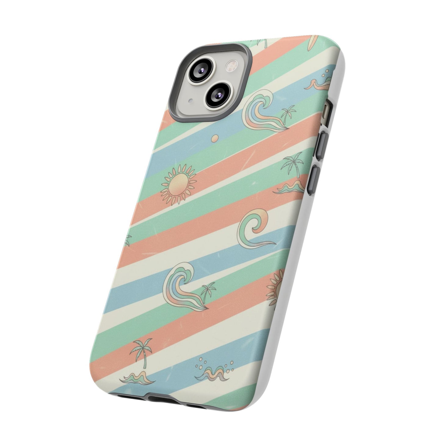 Surf Stripe Tough Phone Case — Retro Beach Waves Pattern