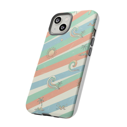 Surf Stripe Tough Phone Case — Retro Beach Waves Pattern