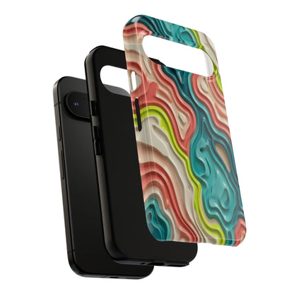 Abstract Contour Phone Case — Colorful Topographic Pattern Tough Case