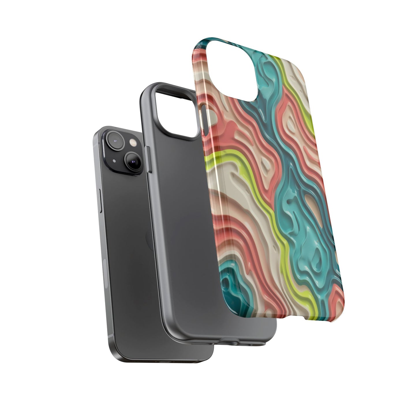 Abstract Contour Phone Case — Colorful Topographic Pattern Tough Case