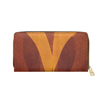 Women's Ochre Autumn Wallet - Vegan Abstract Zipper Wallet