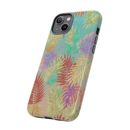 Tropical Palm Leaf Tough Phone Case – Colorful Pastel Botanical Protection