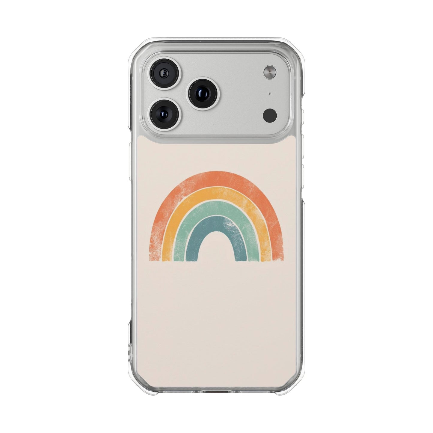 Clear Impact Phone Case — Pastel Boho Rainbow Design, Magnetic Compatible