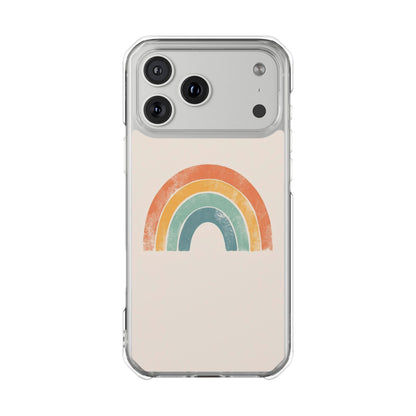 Clear Impact Phone Case — Pastel Boho Rainbow Design, Magnetic Compatible