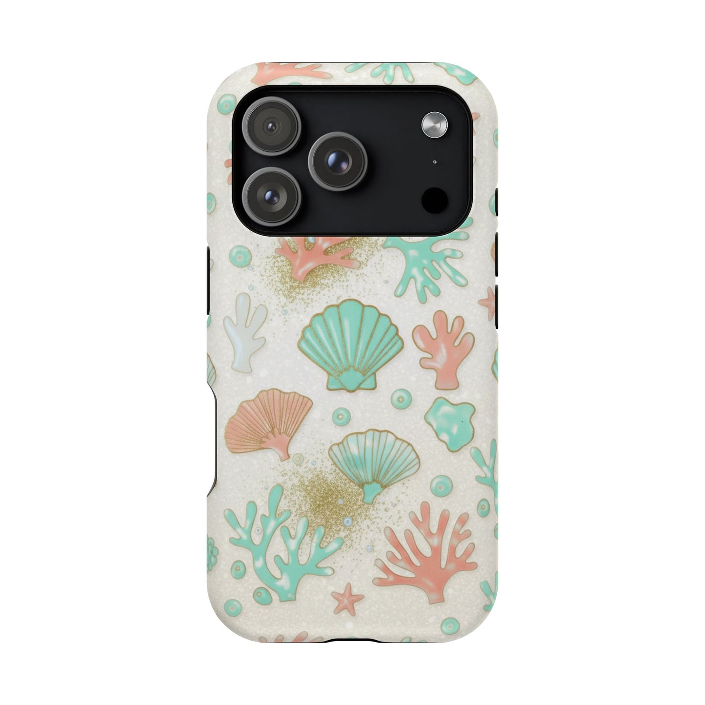 Sea Shells Magnetic Impact Phone Case — Pastel Coral & Teal Beach Design