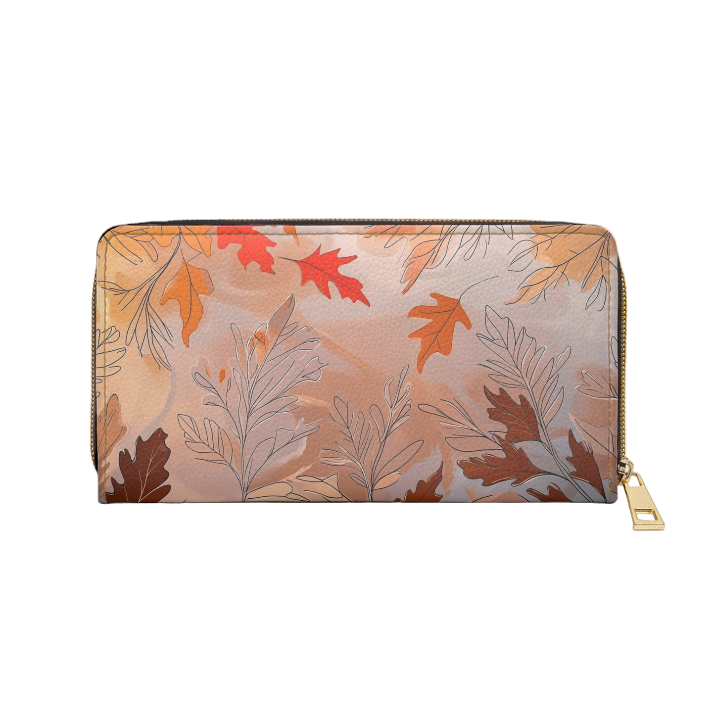 Women's  Autumnal Leaf Wallet – Vegan Foliage Zipper Wallet