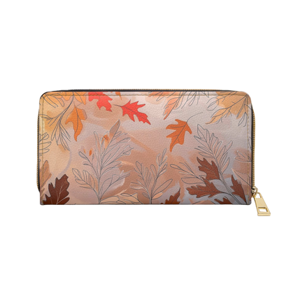 Women's  Autumnal Leaf Wallet – Vegan Foliage Zipper Wallet