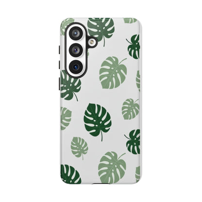 Monstera Leaf Tough Phone Case – Tropical Green Palm Pattern Protective Cover