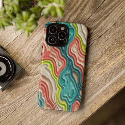Abstract Contour Phone Case — Colorful Topographic Pattern Tough Case