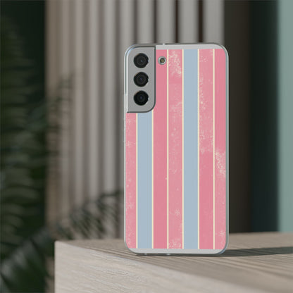 Striped Pink & Blue Phone Case — Retro Pastel Flexi Case