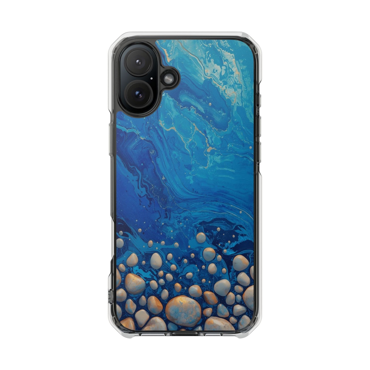 Clear Magnetic Phone Case — Blue Ocean Pebble Design