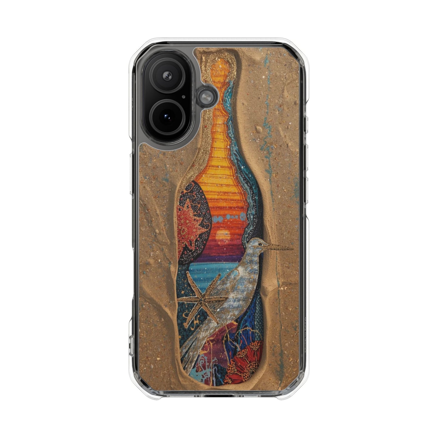 Clear Impact Phone Case — Sunset Wave Surfboard Art