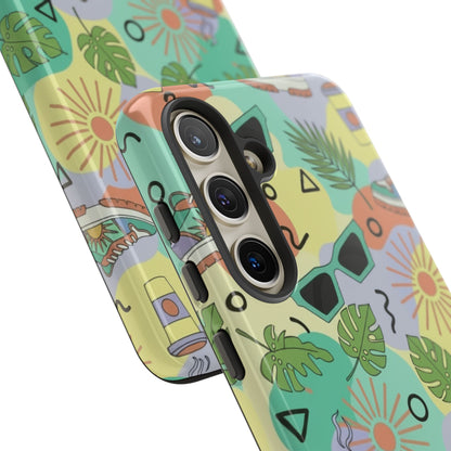 Tropical Summer Phone Case — Retro Sunglasses, Sneakers & Palm Pattern