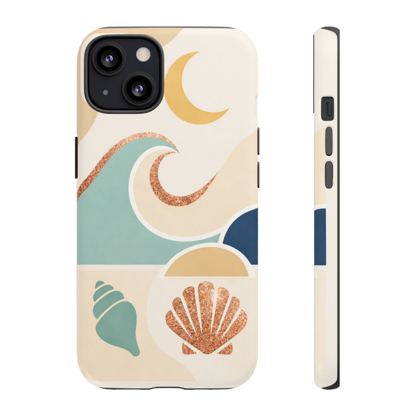 Sea Breeze Tough Phone Case — Retro Waves & Shells Design