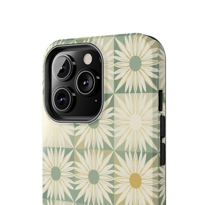Retro Daisy Tough Phone Case — Vintage Floral Protective Cover for iPhone