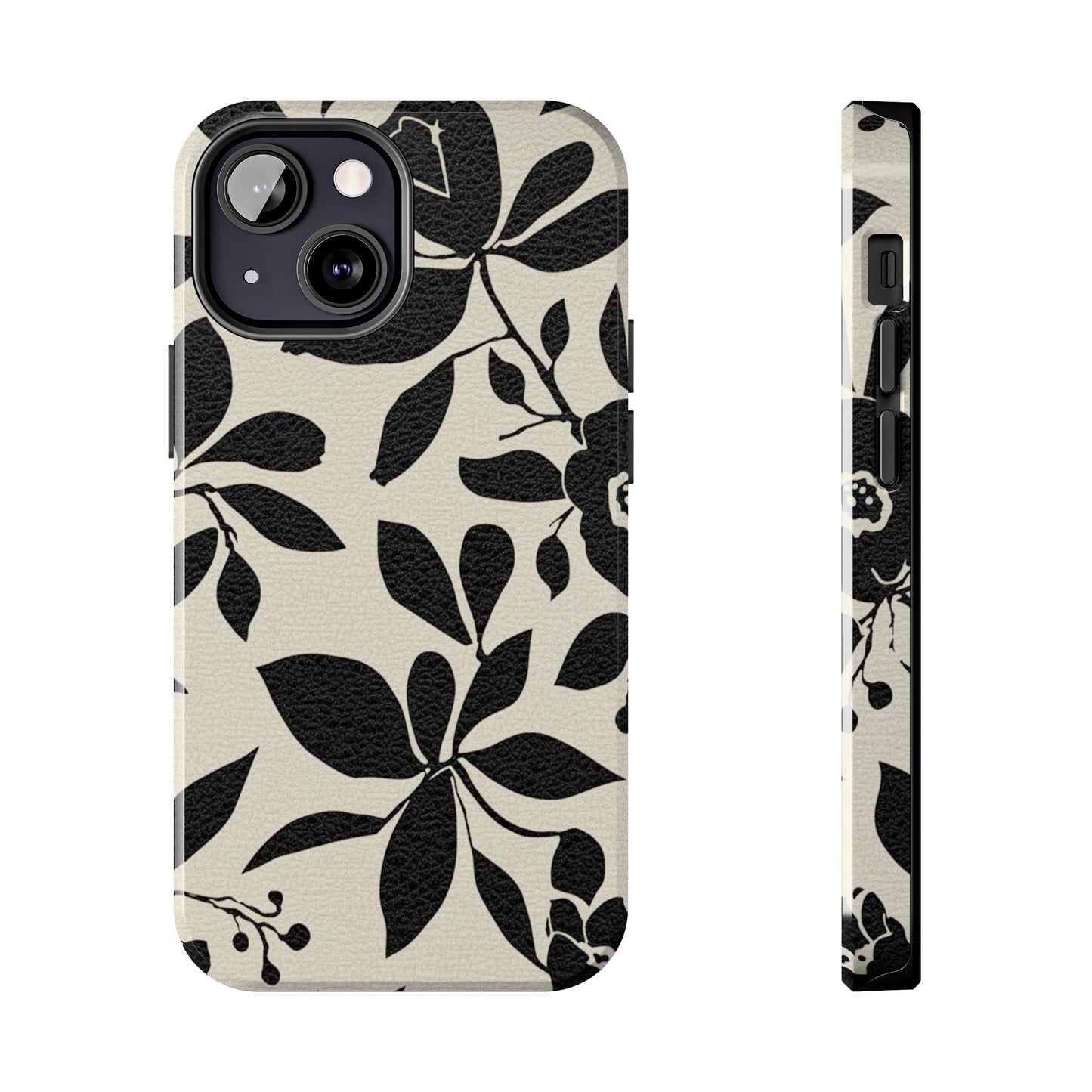Tough Phone Case — Black Floral Silhouette Protective Cover
