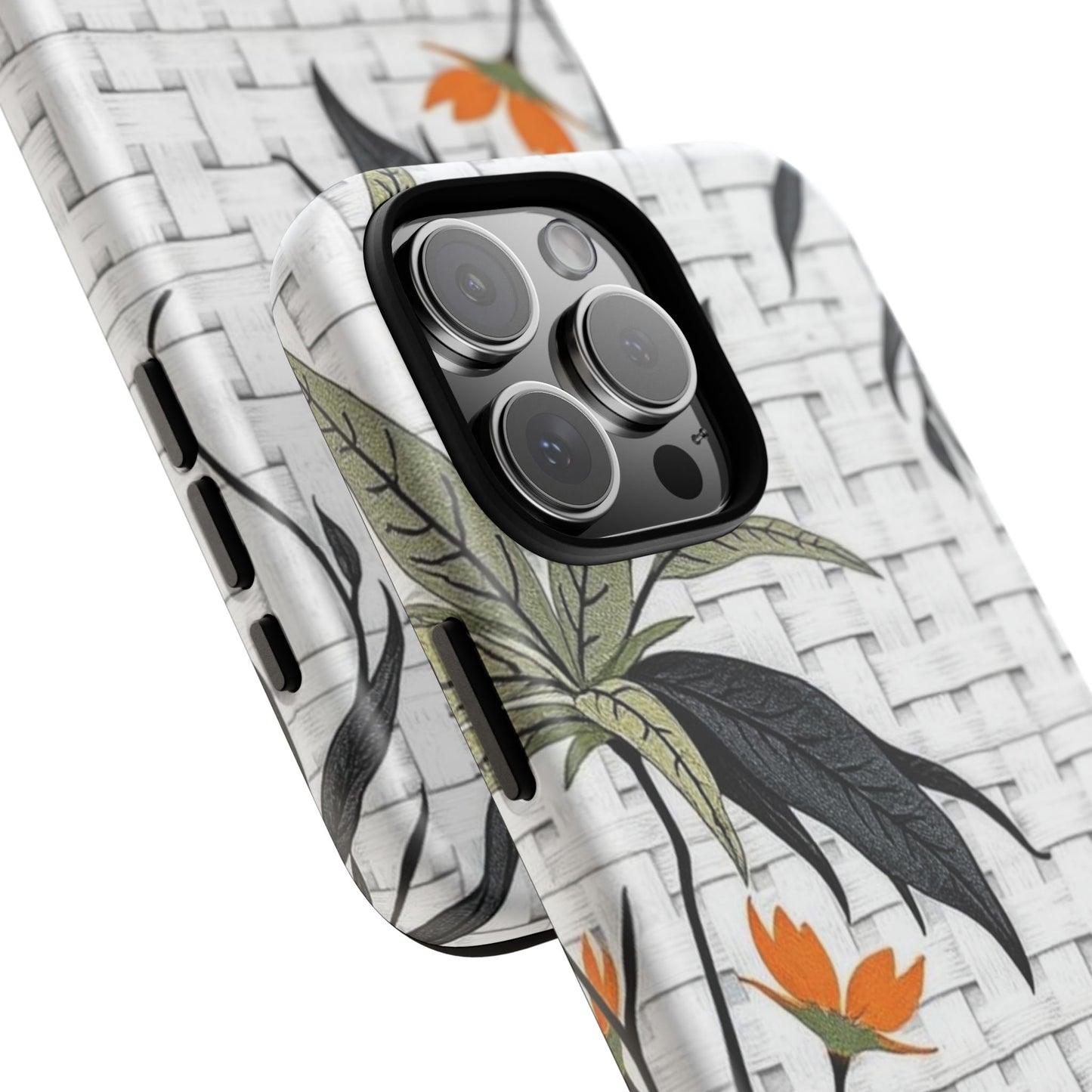 Floral Woven Tough Phone Case — Protective Botanical iPhone Cover