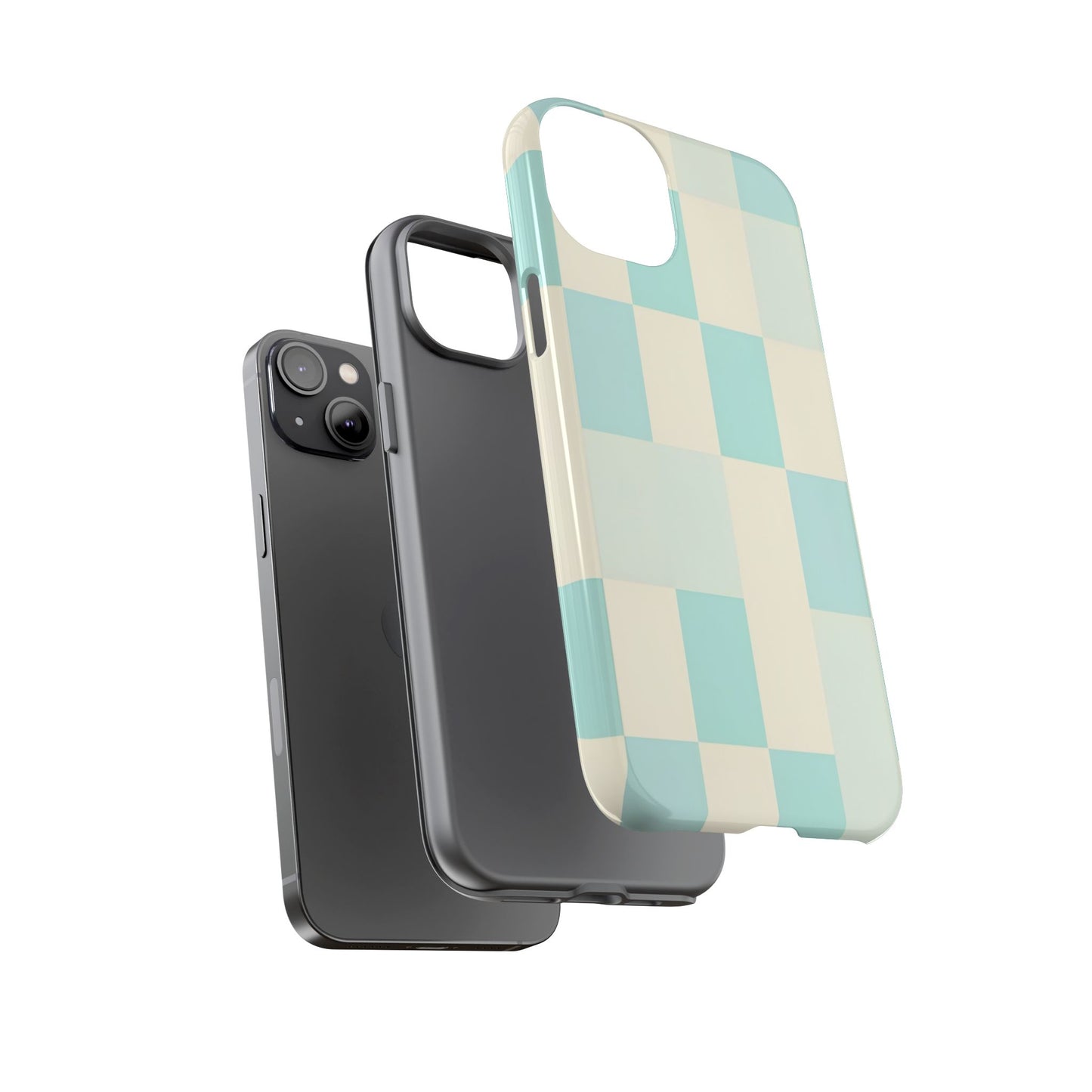 Pastel Checkerboard Tough Case – Mint & Cream Protective Phone Cover