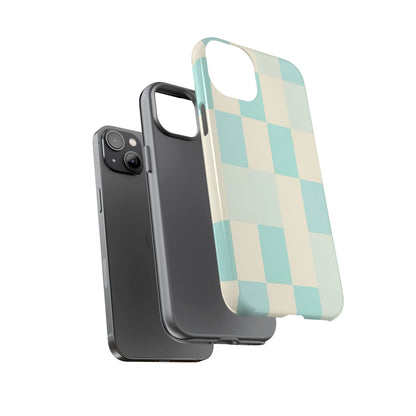 Pastel Checkerboard Tough Case – Mint & Cream Protective Phone Cover