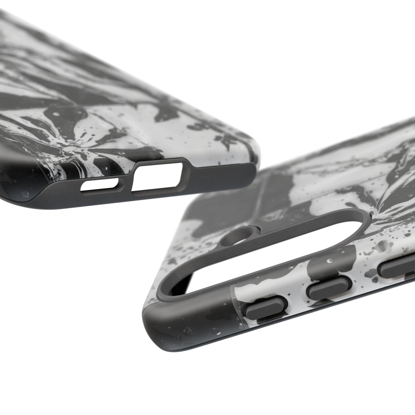 Monochrome Tile Floral Tough Phone Case