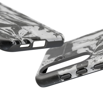 Monochrome Tile Floral Tough Phone Case