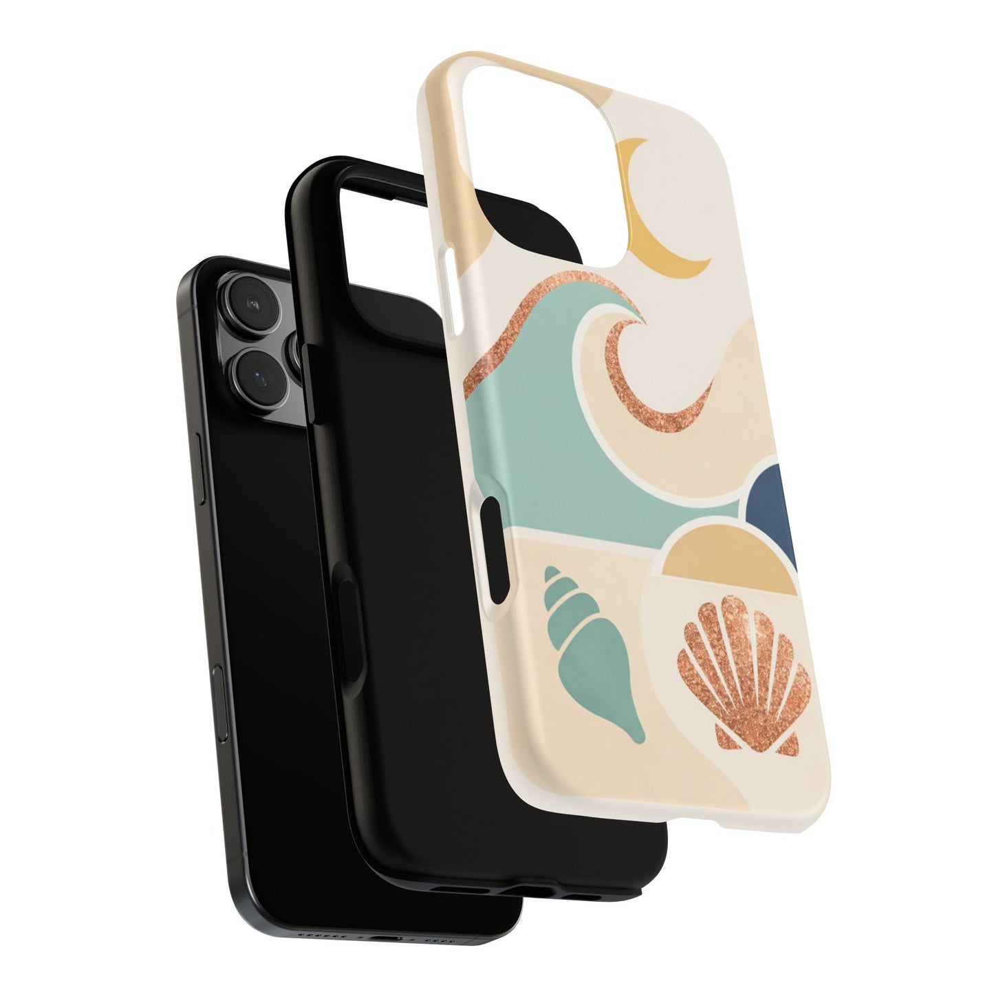 Sea Breeze Tough Phone Case — Retro Waves & Shells Design