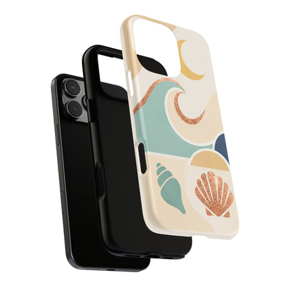 Sea Breeze Tough Phone Case — Retro Waves & Shells Design