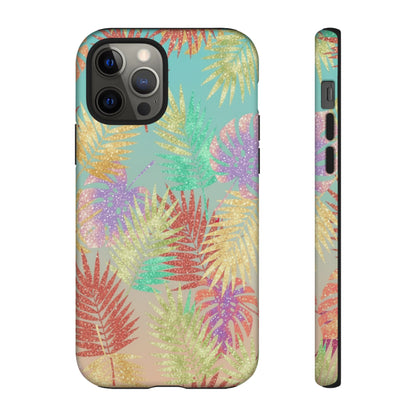 Tropical Palm Leaf Tough Phone Case – Colorful Pastel Botanical Protection