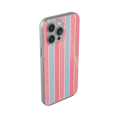 Striped Pink & Blue Phone Case — Retro Pastel Flexi Case