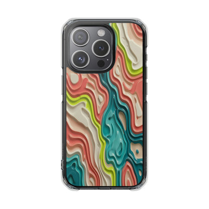 Clear Magnetic Phone Case — Colorful Abstract Layered Swirl Design