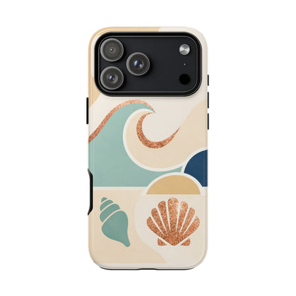 Sea Breeze Tough Phone Case — Retro Waves & Shells Design