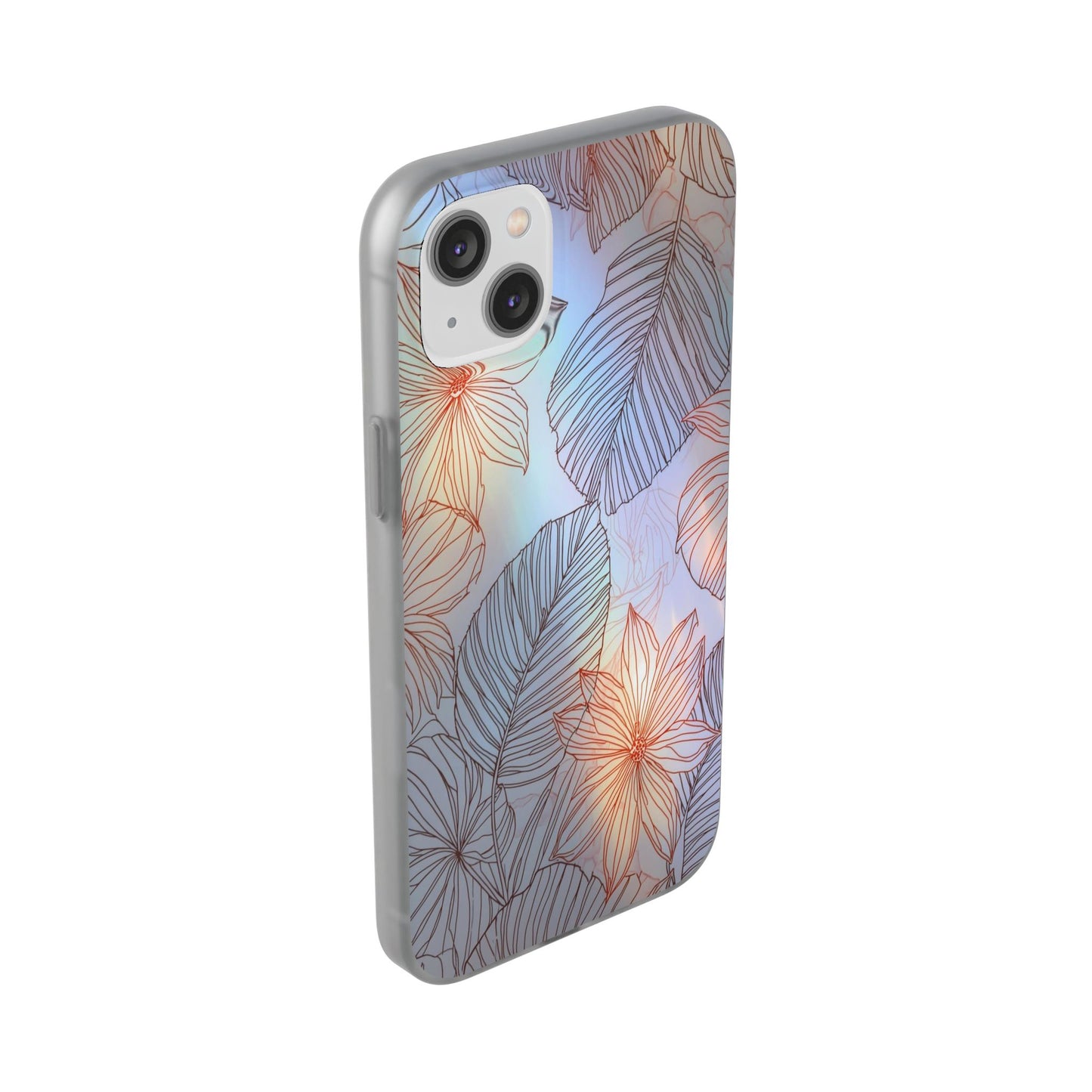 Floral Holographic Phone Case — Iridescent Leaves & Flowers Flexi Case