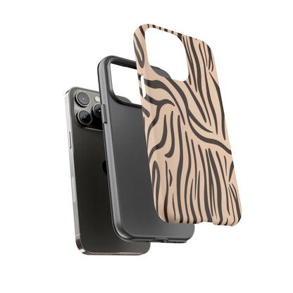 Zebra Stripe Tough Phone Case – Neutral Animal Print Protective Cover